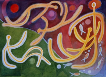 Floating Forms, 1985 (wc på papir)